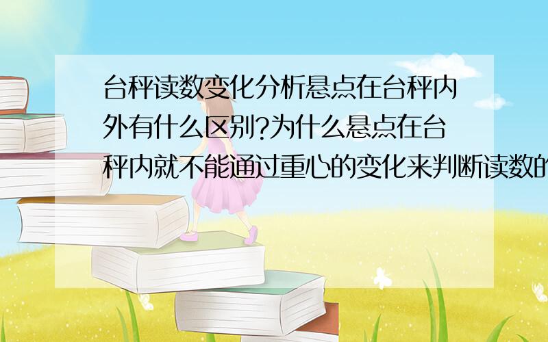 台秤读数变化分析悬点在台秤内外有什么区别?为什么悬点在台秤内就不能通过重心的变化来判断读数的变化?