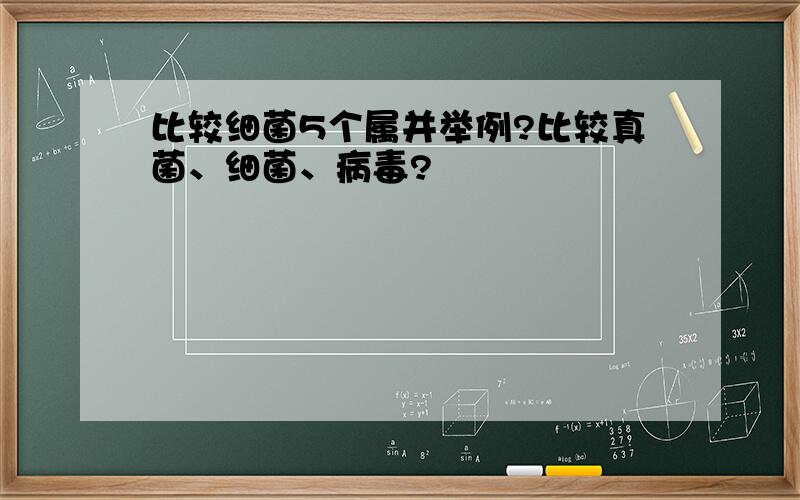 比较细菌5个属并举例?比较真菌、细菌、病毒?