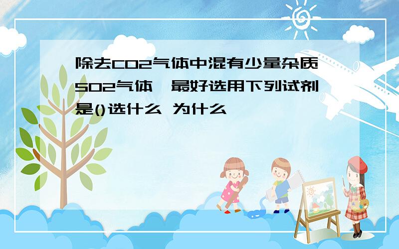 除去CO2气体中混有少量杂质SO2气体,最好选用下列试剂是()选什么 为什么