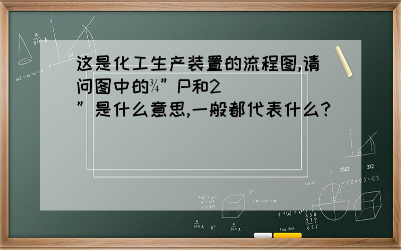 这是化工生产装置的流程图,请问图中的¾”P和2”是什么意思,一般都代表什么?