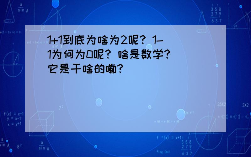 1+1到底为啥为2呢? 1-1为何为0呢? 啥是数学? 它是干啥的嘞?