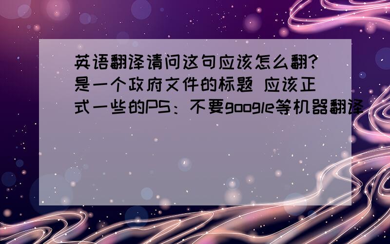 英语翻译请问这句应该怎么翻?是一个政府文件的标题 应该正式一些的PS：不要google等机器翻译