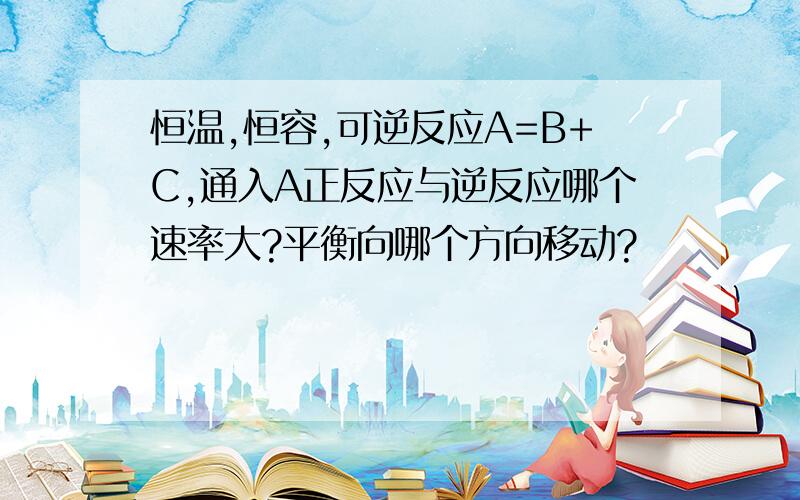 恒温,恒容,可逆反应A=B+C,通入A正反应与逆反应哪个速率大?平衡向哪个方向移动?