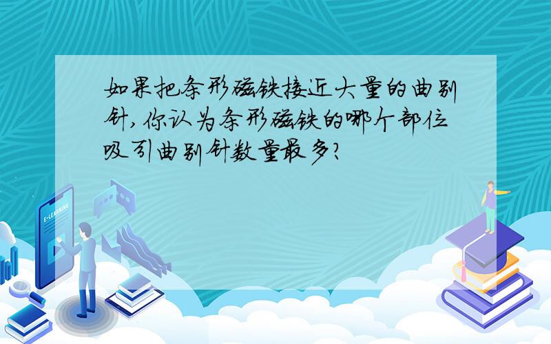 如果把条形磁铁接近大量的曲别针,你认为条形磁铁的哪个部位吸引曲别针数量最多?