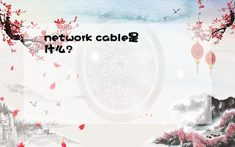 network cable是什么?