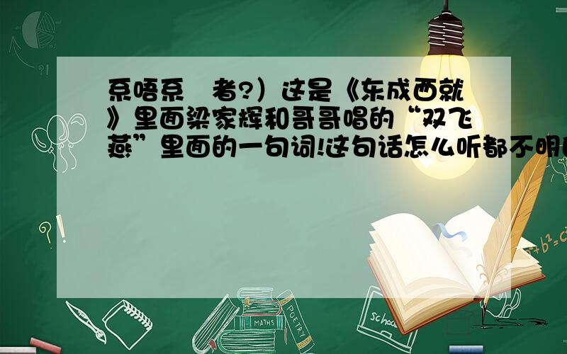 系唔系嘅者?）这是《东成西就》里面梁家辉和哥哥唱的“双飞燕”里面的一句词!这句话怎么听都不明白!