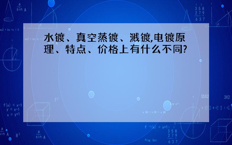 水镀、真空蒸镀、溅镀,电镀原理、特点、价格上有什么不同?