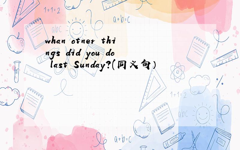 whan otner things did you do last Sunday?(同义句）