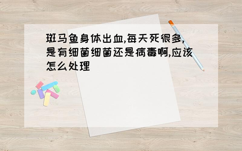 斑马鱼身体出血,每天死很多,是有细菌细菌还是病毒啊,应该怎么处理