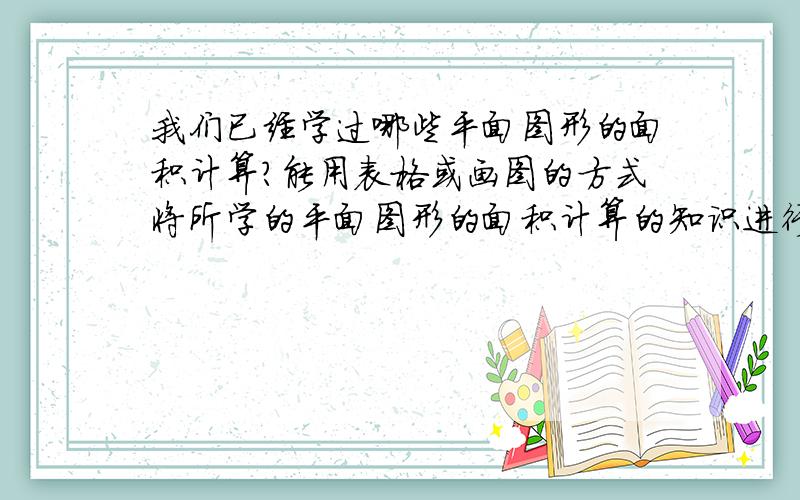 我们已经学过哪些平面图形的面积计算?能用表格或画图的方式将所学的平面图形的面积计算的知识进行整理吗