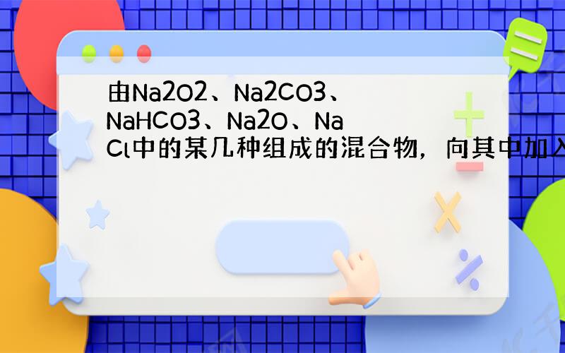 由Na2O2、Na2CO3、NaHCO3、Na2O、NaCl中的某几种组成的混合物，向其中加入足量的盐酸有气体放出。将气