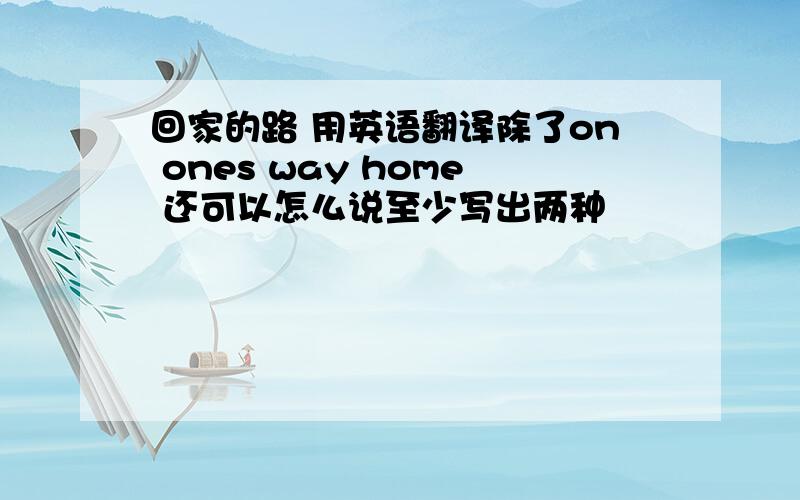 回家的路 用英语翻译除了on ones way home 还可以怎么说至少写出两种