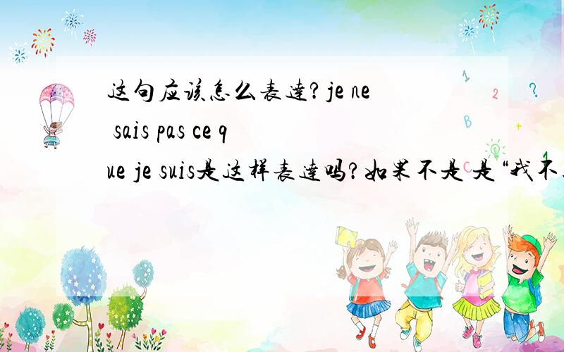 这句应该怎么表达?je ne sais pas ce que je suis是这样表达吗?如果不是 是“我不知道我是什么