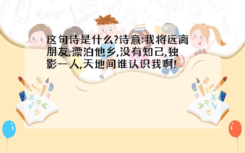 这句诗是什么?诗意:我将远离朋友,漂泊他乡,没有知己,独影一人,天地间谁认识我啊!