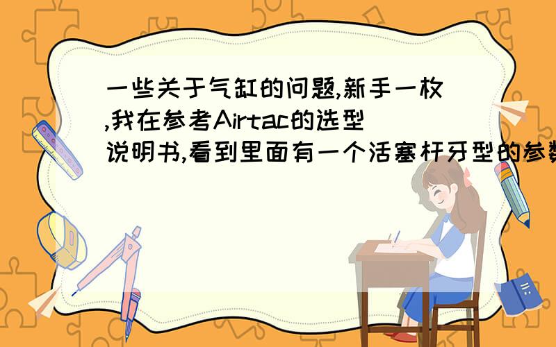 一些关于气缸的问题,新手一枚,我在参考Airtac的选型说明书,看到里面有一个活塞杆牙型的参数,有内牙型,外牙型和无牙型