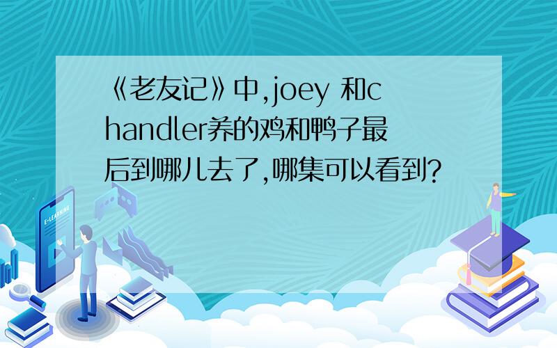 《老友记》中,joey 和chandler养的鸡和鸭子最后到哪儿去了,哪集可以看到?