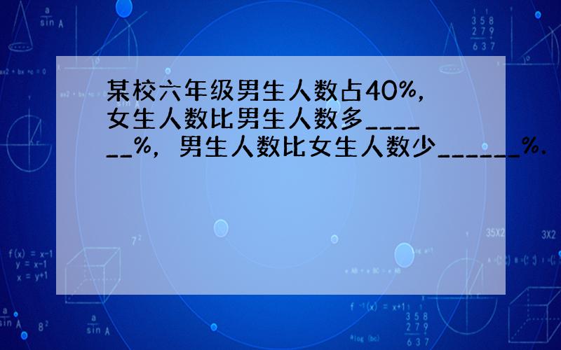 某校六年级男生人数占40%，女生人数比男生人数多______%，男生人数比女生人数少______%．