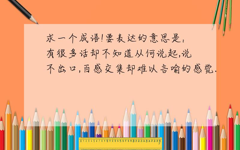 求一个成语!要表达的意思是：有很多话却不知道从何说起,说不出口,百感交集却难以言喻的感觉.