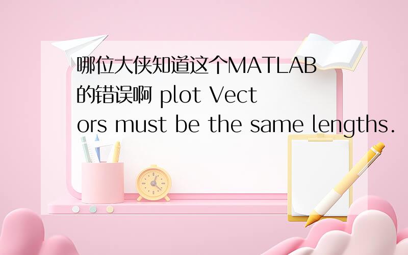 哪位大侠知道这个MATLAB的错误啊 plot Vectors must be the same lengths.