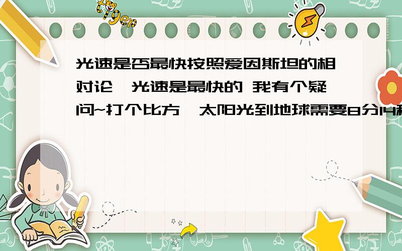 光速是否最快按照爱因斯坦的相对论,光速是最快的 我有个疑问~打个比方,太阳光到地球需要8分14秒,有个巨人足够大,他从太