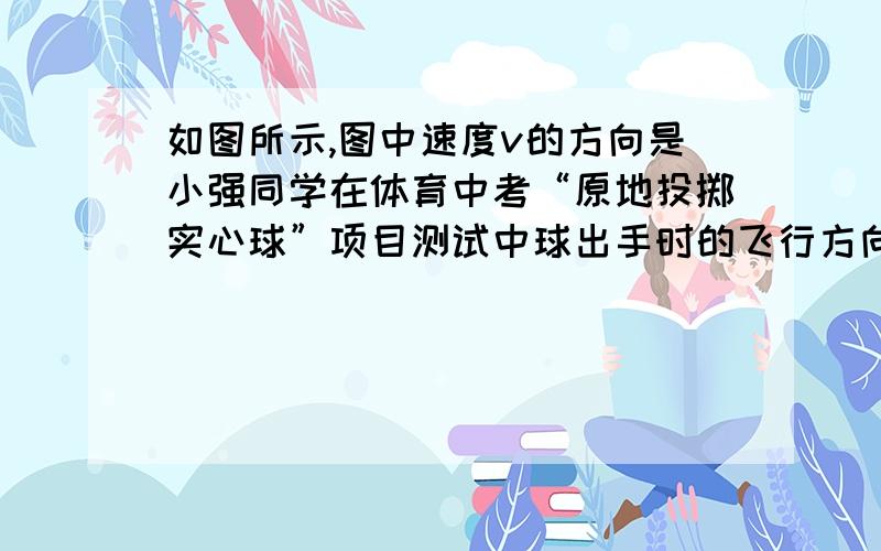 如图所示,图中速度v的方向是小强同学在体育中考“原地投掷实心球”项目测试中球出手时的飞行方向.对从球出手到落地的过程中,