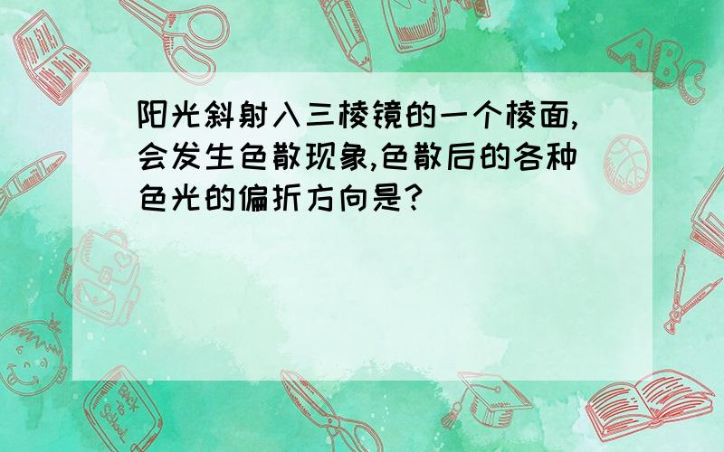 阳光斜射入三棱镜的一个棱面,会发生色散现象,色散后的各种色光的偏折方向是?