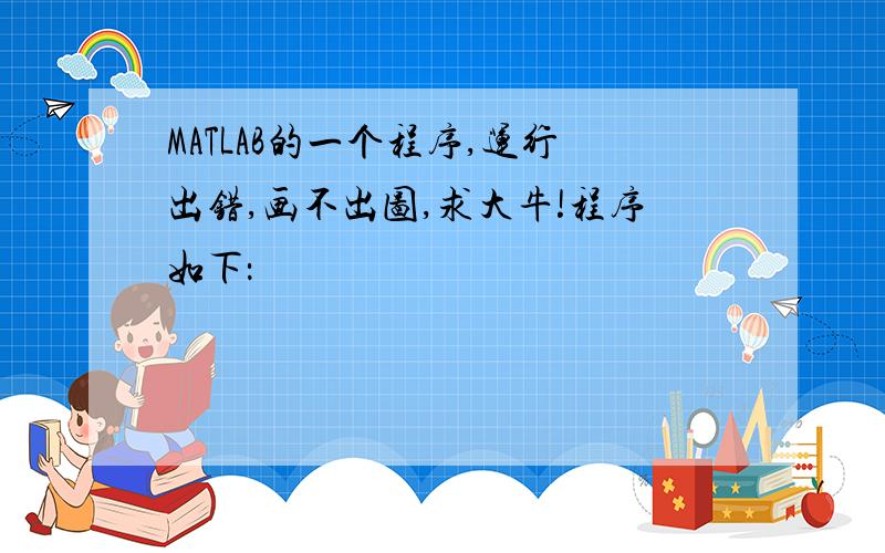 MATLAB的一个程序,运行出错,画不出图,求大牛!程序如下：